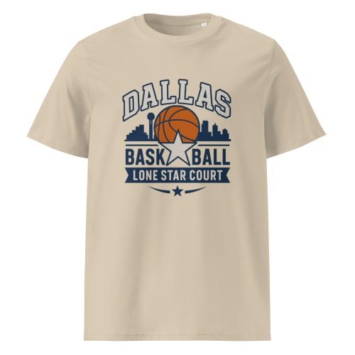 unisex organic cotton t shirt desert dust front 6829dd8a66361 – Dallas Basketball T Shirt – Sporty Style, Big D Energy | Miah Shop