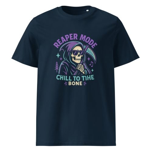 unisex organic cotton t shirt french navy front 6829d1c60570a – Cool Reaper T Shirt – Edgy Organic Cotton Tee for Bold Styles | Miah Shop