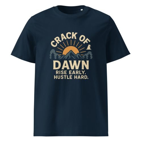 unisex organic cotton t shirt french navy front 6829d4b954853 – Crack of Dawn T Shirts – Eco-Friendly Sunrise-Inspired Tees | Miah Shop