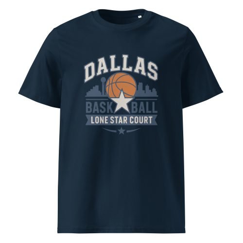 unisex organic cotton t shirt french navy front 6829dd8a414d9 – Dallas Basketball T Shirt – Sporty Style, Big D Energy | Miah Shop
