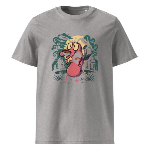 unisex organic cotton t shirt heather grey front 6829d4373c1fc – Courage the Cowardly Dog T Shirts – Retro Cartoon Organic Cotton Tees | Miah Shop