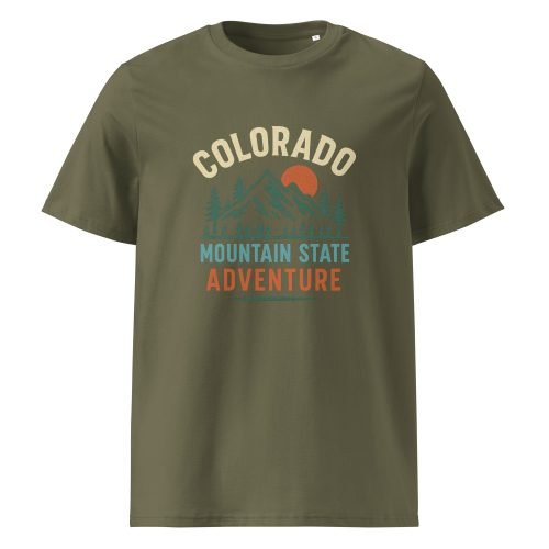 unisex organic cotton t shirt khaki front 6829d146ad0b0 – Colorado T Shirt – Organic Cotton Tee for Mountain State Lovers | Miah Shop