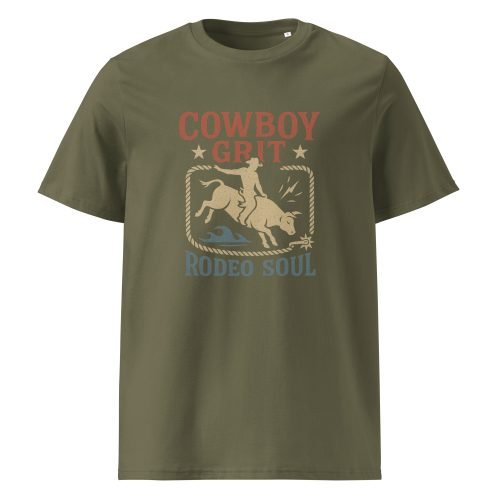 unisex organic cotton t shirt khaki front 682b066748856 – Lane Frost T Shirt – Organic Cotton Rodeo Legend Tee | Miah Shop