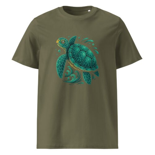 unisex organic cotton t shirt khaki front 6830158ec2cb3 – Sea Turtle T Shirt – Eco Style for Ocean Lovers | Miah Shop