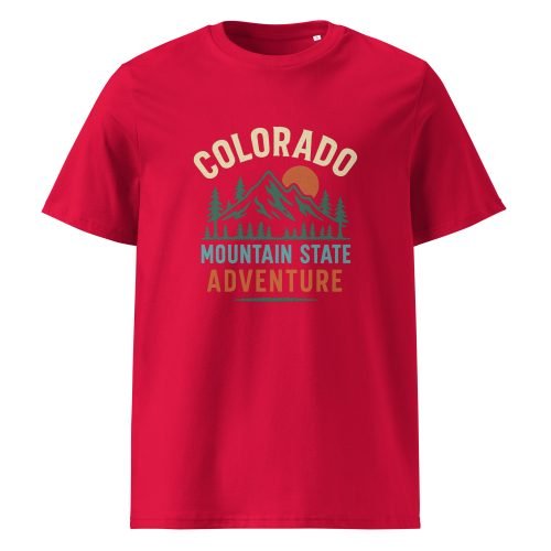 unisex organic cotton t shirt red front 6829d146a31d2 – Colorado T Shirt – Organic Cotton Tee for Mountain State Lovers | Miah Shop