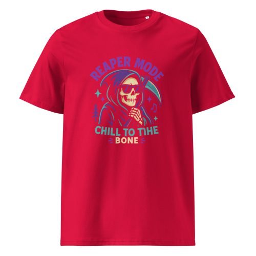 unisex organic cotton t shirt red front 6829d1c614984 – Cool Reaper T Shirt – Edgy Organic Cotton Tee for Bold Styles | Miah Shop