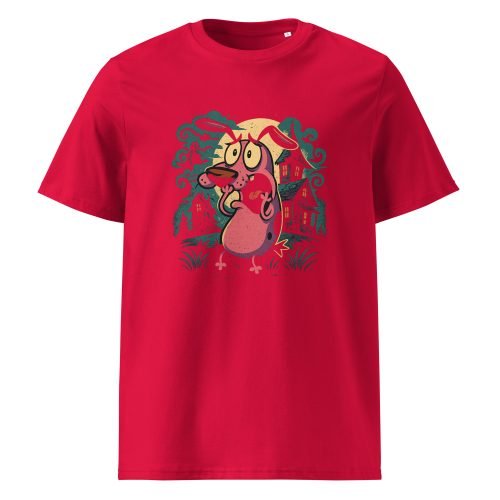 unisex organic cotton t shirt red front 6829d43719870 – Courage the Cowardly Dog T Shirts – Retro Cartoon Organic Cotton Tees | Miah Shop