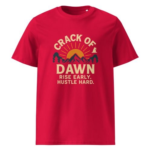unisex organic cotton t shirt red front 6829d4b95f80a – Crack of Dawn T Shirts – Eco-Friendly Sunrise-Inspired Tees | Miah Shop