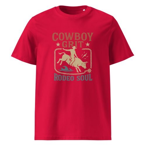 unisex organic cotton t shirt red front 682b0667393d0 – Lane Frost T Shirt – Organic Cotton Rodeo Legend Tee | Miah Shop