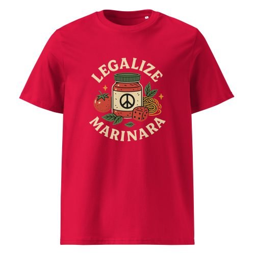 unisex organic cotton t shirt red front 682b0806d89ea – Legalize Marinara T Shirt – Organic Cotton Funny Pasta Tee | Miah Shop