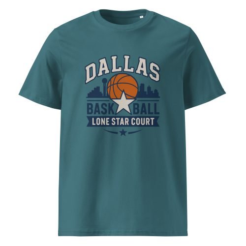unisex organic cotton t shirt stargazer front 6829dd8a5128a – Dallas Basketball T Shirt – Sporty Style, Big D Energy | Miah Shop