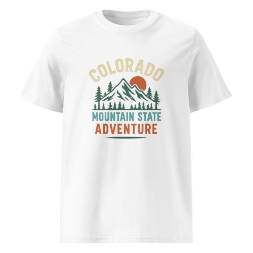 unisex organic cotton t shirt white front 6829d146e9d28 – Colorado T Shirt – Organic Cotton Tee for Mountain State Lovers | Miah Shop