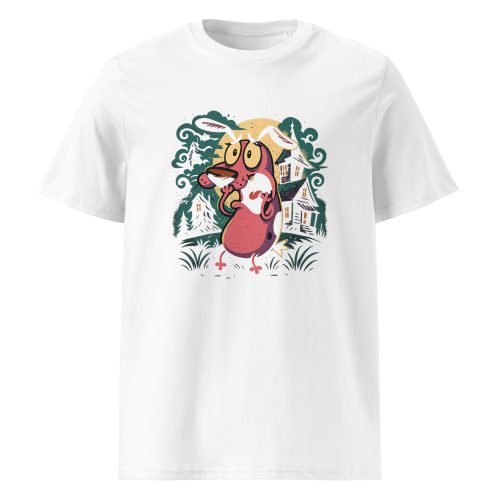unisex organic cotton t shirt white front 6829d43779ebc – Courage the Cowardly Dog T Shirts – Retro Cartoon Organic Cotton Tees | Miah Shop