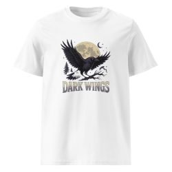 crow t shirt made from organic cotton with minimalist bird design for nature and gothic fashion